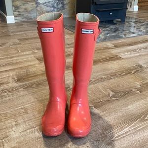 Hunter Coral Pink Rain Boots Wellies Size 39